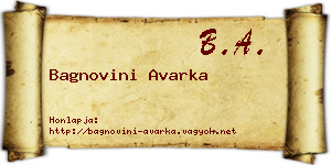 Bagnovini Avarka névjegykártya